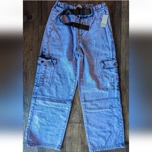 BP Nordstrom Women's Purple Acid Wash Wide Leg Cargo 80s Style Jeans Small NWT